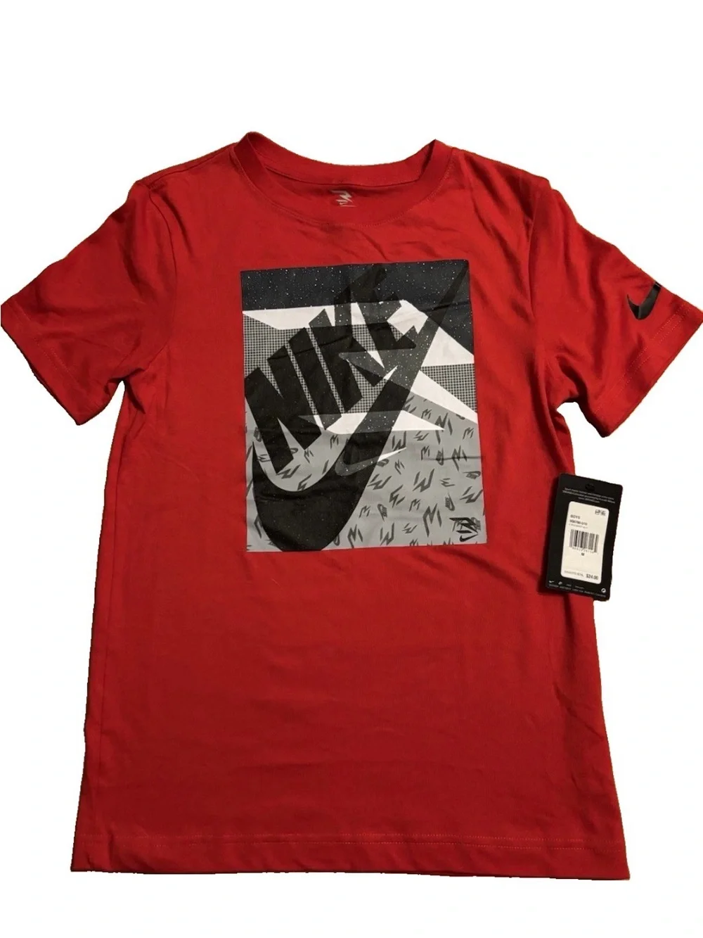 Nike 3 Brand Boys Short Sleeve Logo Tee - University Red - M (10/12)